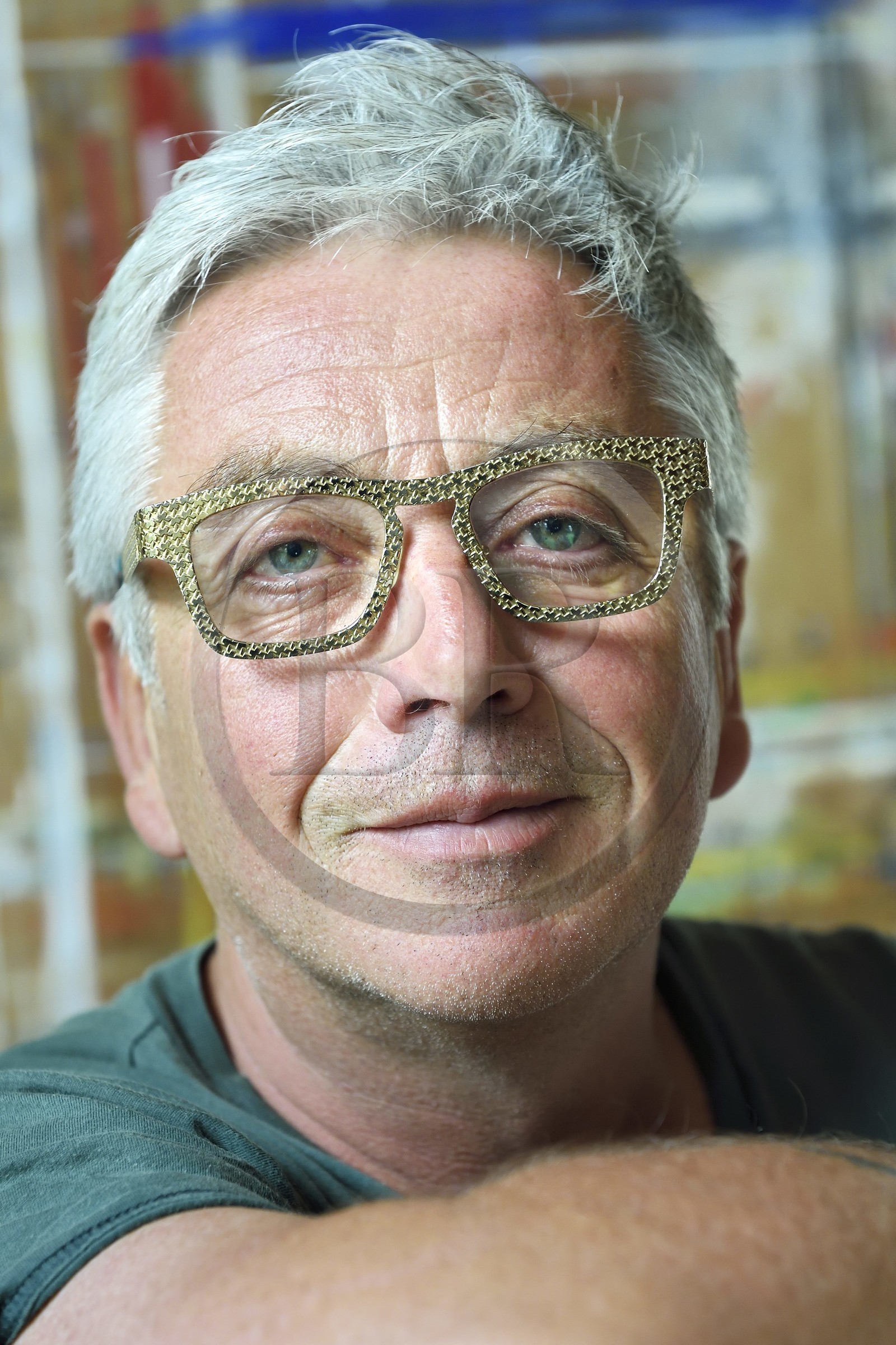 France, Finistère (29), Lannilis, Prat Ar Coum, l'artiste peintre Loic Madec