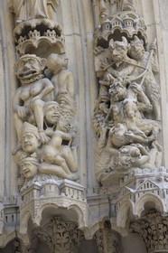 France, Paris, ile de la Cite, Notre-Dame Cathedral, portal of the Last Judgement, inferno