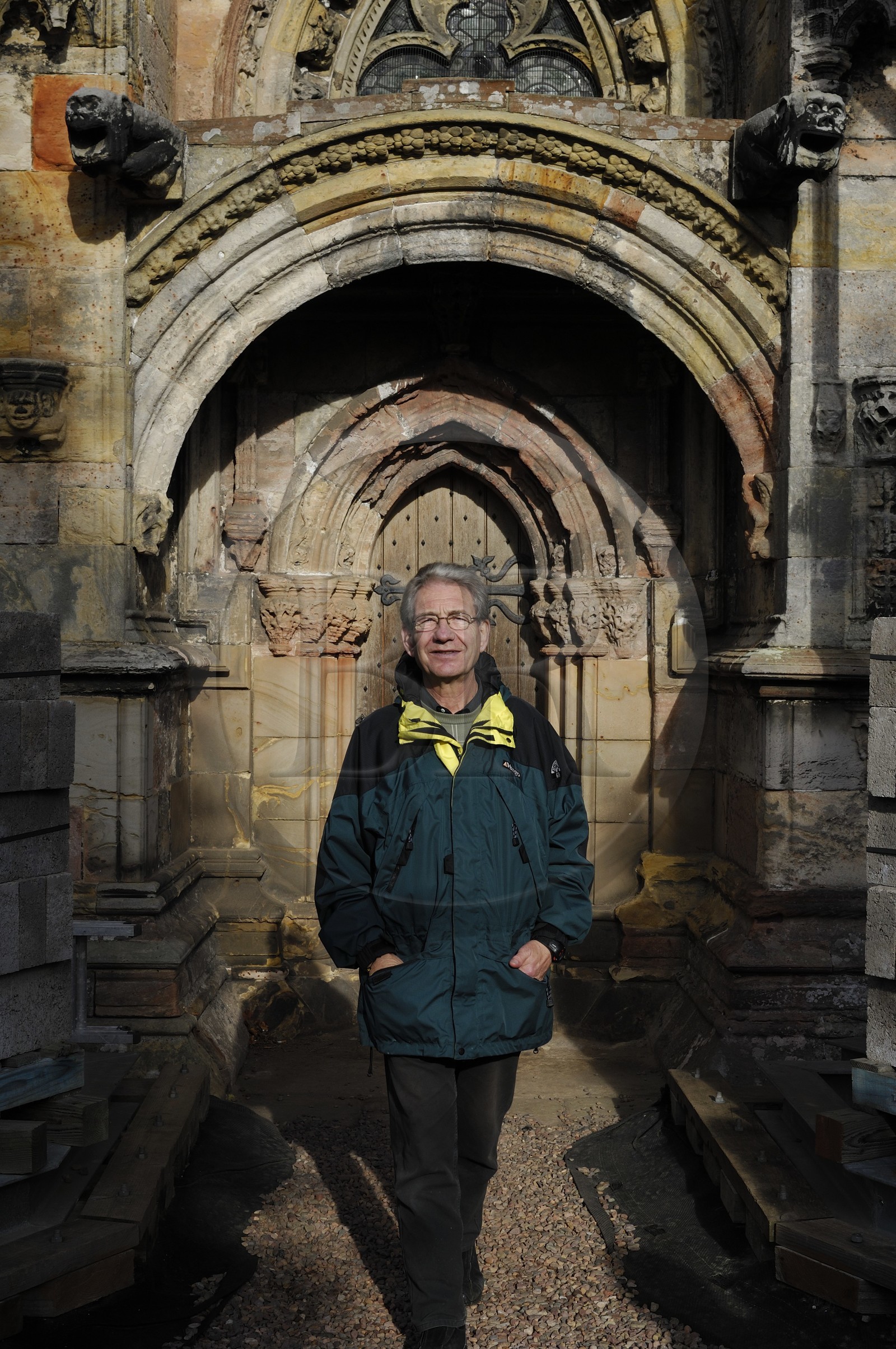 Royaume-Uni, Ecosse, Midlothian, Roslin, la Chapelle Rosslyn, porte latérale