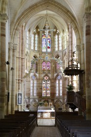 France, Marne, village of Saint-Amand-sur-Fion, Saint-Amand church, the choir of the thirteenth century with the rood beam and the crucifix of the eighteenth century