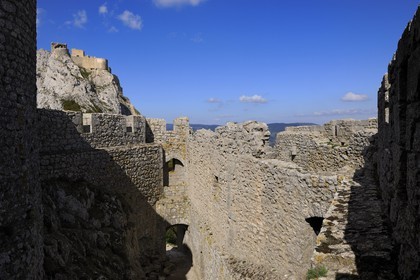 France, Aude, Peyrepertuse, the ruins of Cathar castle built in XIIth century