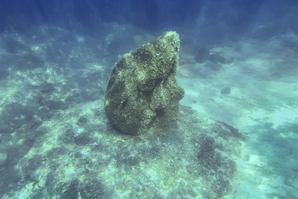 France, Alpes-Maritimes, Cannes, Lerins Islands, Sainte-Marguerite island, the underwater ecomuseum made up of monumental statues by the artist Jason deCaires Taylor, molded according to the faces of 6 inhabitants of Cannes and submerged at a distance ranging from 84 to 132 meters from the shore for a depth of 3 to 5 meters