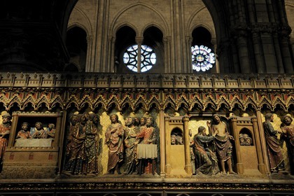 France, Paris (75), Ile de la Cité, cathédrale Notre-Dame de Paris, clôture du choeur sud