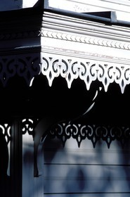 France, Reunion island (French overseas department), Creole house with its geometrical lambrequins