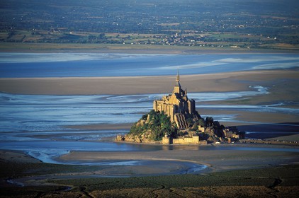 France, Manche, Bay of Mont Saint Michel, listed as World Heritage by UNESCO (aerial view)