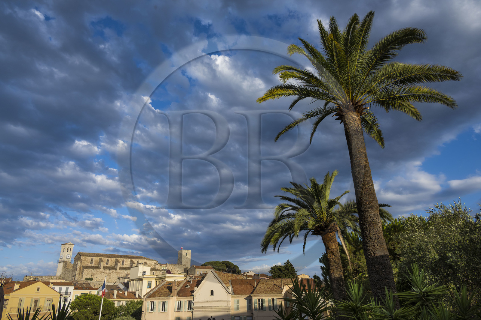 France, Alpes-Maritimes (06), Cannes, la vieille ville dans le quartier Le Suquet, à son sommet la Tour du Suquet et le clocher de l'église Notre-Dame-de-l'Espérance