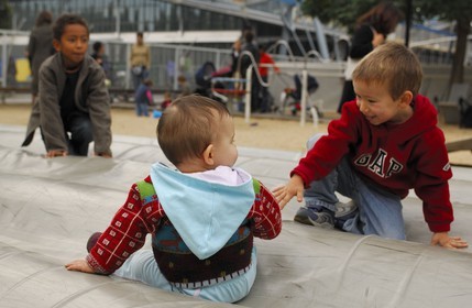 France, Paris, Parc de la Villette, children playground