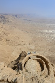 Israel, Negev Desert, Masada fortress, listed as World Heritage by UNESCO, northern Herod palace, the private residence extended down to three levels
