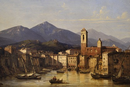 France, Haute-Corse (2B), Bastia, la Citadelle quartier de Terra-Nova, l'ancien palais des gouverneurs génois qui héberge le Musée d'Histoire de Bastia, vue du port de Bastia par Frederic Bourgeois de Mercey