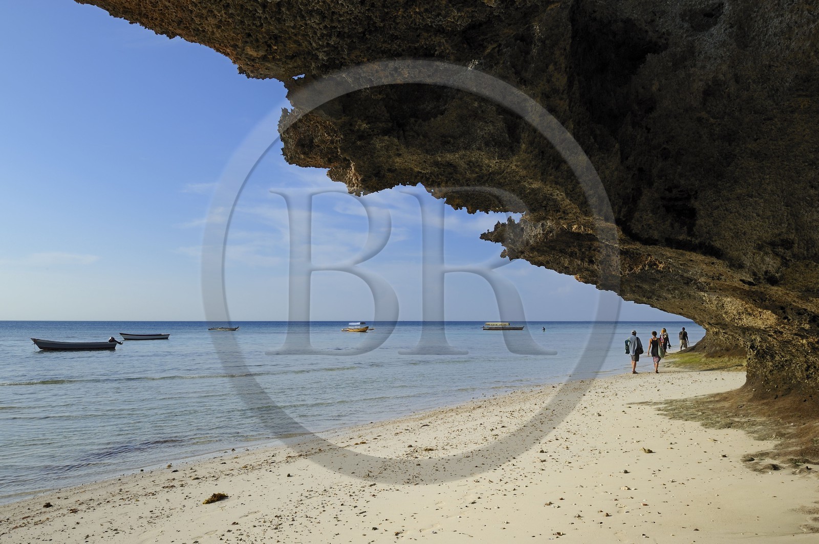 Tanzanie, archipel de Zanzibar, île de Unguja (Zanzibar), côte ouest, plage de la réserve naturelle de Chumbe Island Coral Park à marée basse