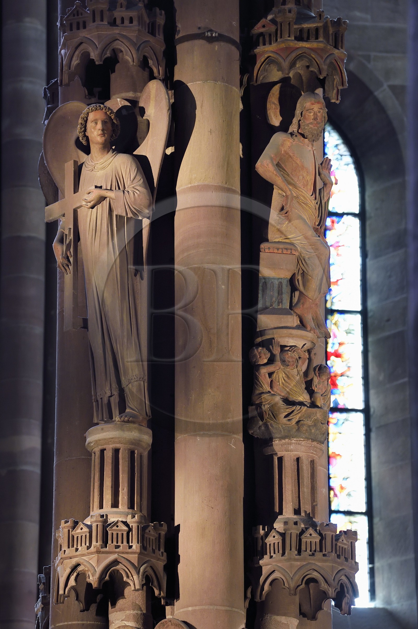 France, Bas Rhin, Strasbourg, old town listed as World Heritage by UNESCO, Notre Dame Cathedral, south transept, the pillar of Angels built around 1230