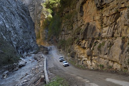 Azerbaïdjan, région de Quba (Guba), chaine de montagne du Grand Caucase, route Xinaliq Yolu vers Khinalug, vallée de Qudialchai