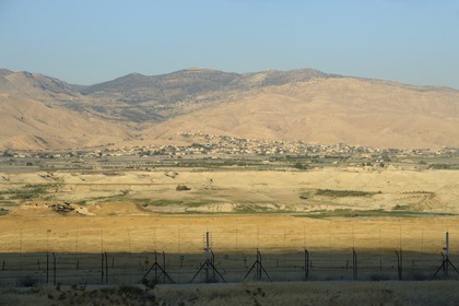 Israel, district Nord, Basse Galilée, la vallée du Jourdain et les montagne de Jordanie en arrière plan