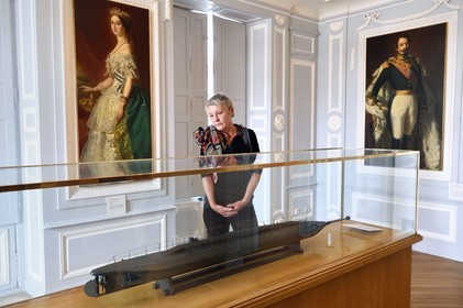 France, Charente-Maritime, Rochefort, International Center of the Sea in the former Rochefort Maritime Dock, the National Maritime Museum, 1 33 model of the experimental submarine started at Rochefort in 1860 and launched in 1863