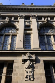 France, Bas-Rhin (67), Strasbourg, détail de la façade de la Bibliothèque nationale et universitaire