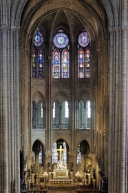 France, Paris, ile de la Cite, Notre-Dame Cathedral, stained-glass windows of the choir