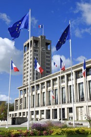 France, Seine Maritime, Le Havre, Downtown rebuilt by Auguste Perret listed as World Heritage by UNESCO, the City Hall of Perret (1958)