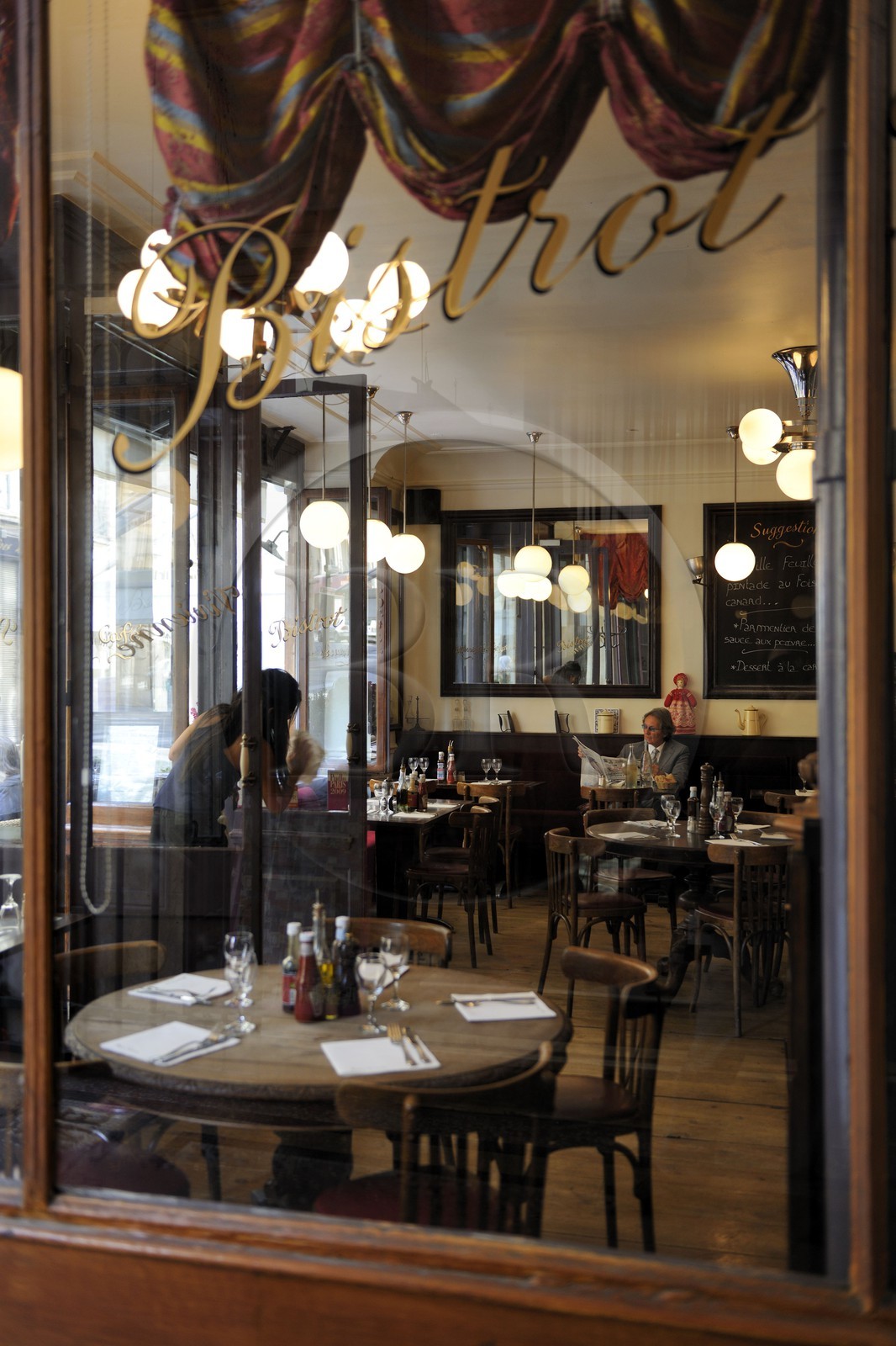 France, Paris (75), Galerie Vivienne, le Bistrot Vivienne