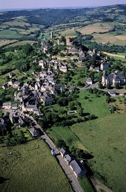 France, Correze, Turenne, labelled Les Plus Beaux Villages de France (The Most Beautiful Villages of France), the village (aerial view)