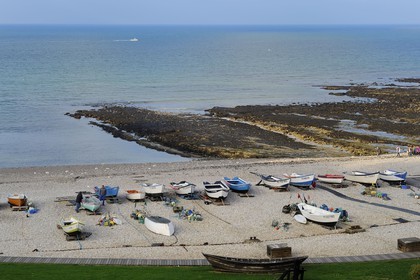 France, Seine-Maritime (76), Côte d'Albâtre, Yport, port d'echouage sur la plage