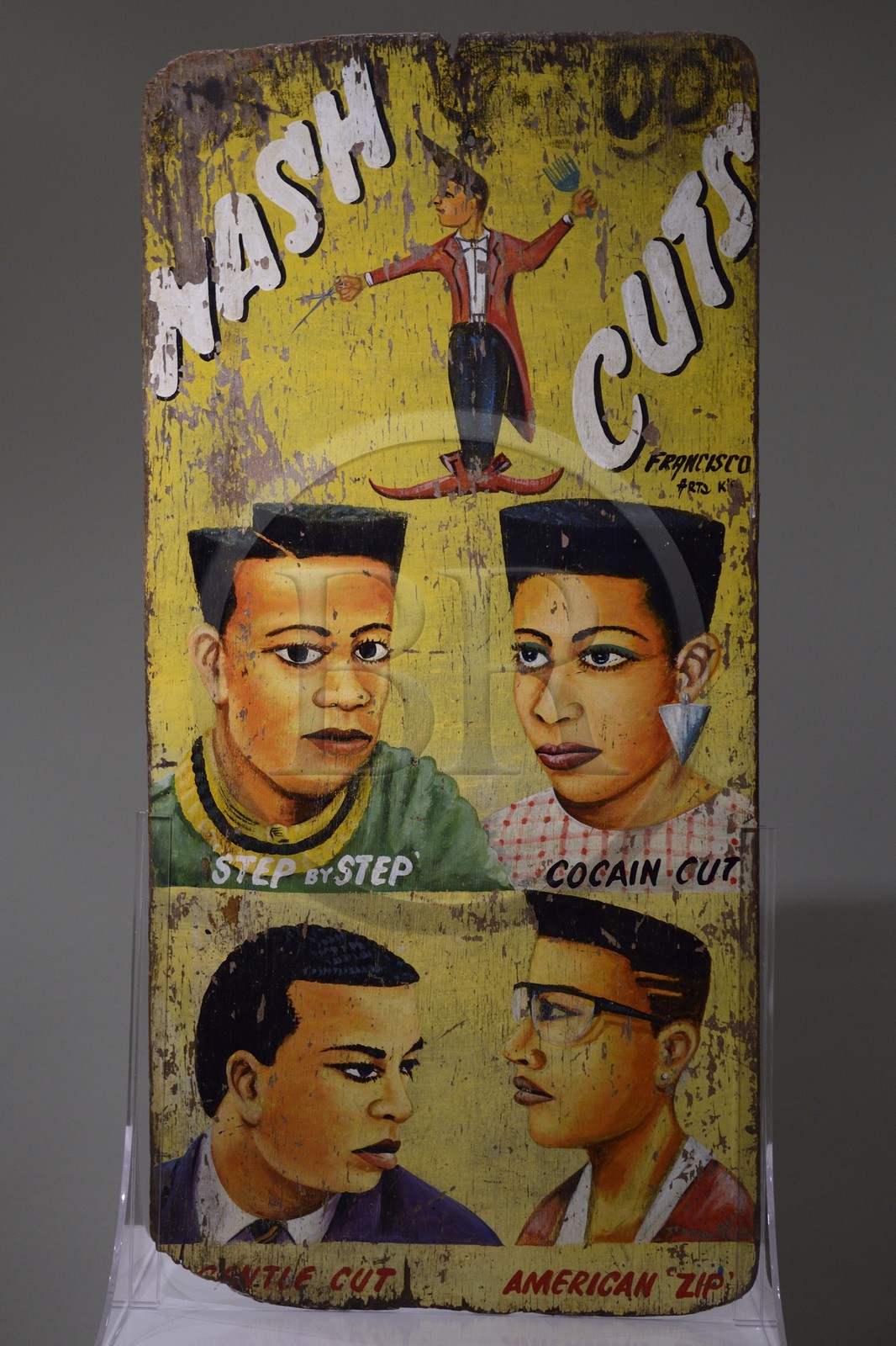 Afrique du Sud, province de Gauteng, Johannesburg, la Standard Bank Gallery, ancienne publicité pour un salon de coiffure