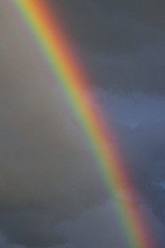 France, Haut Rhin, the Alsace Wine Route, Voegtlinshoffen, Joseph Cattin House, winery, rainbow after the storm