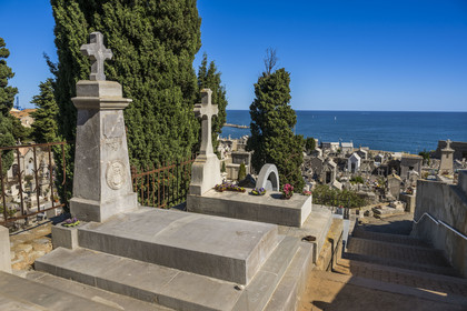 France, Herault, Sète, Saint-Charles cemetery known as the Marin cemetery, tomb of Paul Valery