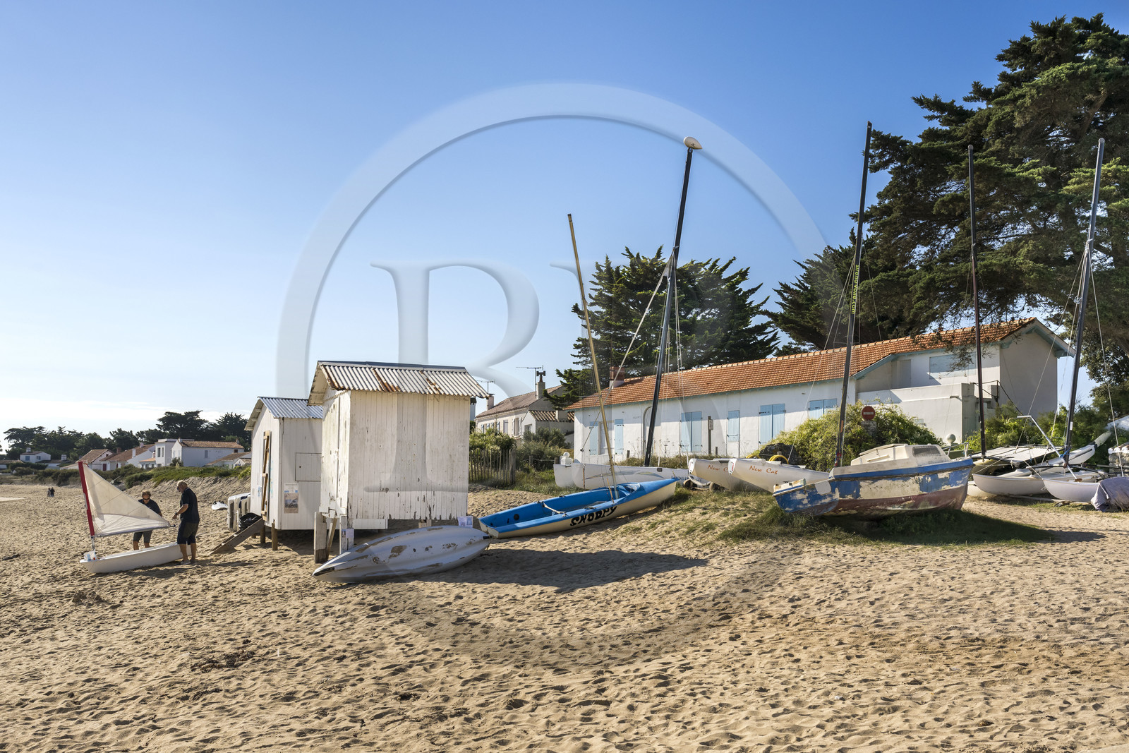 France, Vendée (85), Ile de Noirmoutier, Noirmoutier-en-l'Ile, Le Vieil, Plage du Mardi Gras, maison qui a servi au tournage du film César et Rosalie réalisé par Claude Sautet
