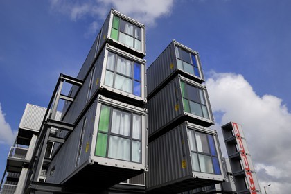 France, Seine-Maritime (76), Le Havre, quartier de l'Eure, résidence étudiante A'docks crée à partir de conteneurs de fret