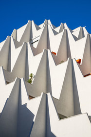 France, Herault, La Grande-Motte, labeled 20th century heritage, Levant (rising sun) district east of the port, Le Babylone building by architects Henri Castella and Vignal