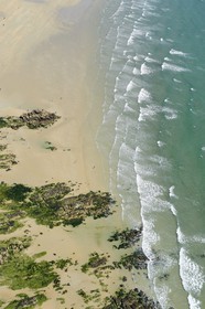 France, Morbihan, Erdeven and Plouharnel beach (aerial view)