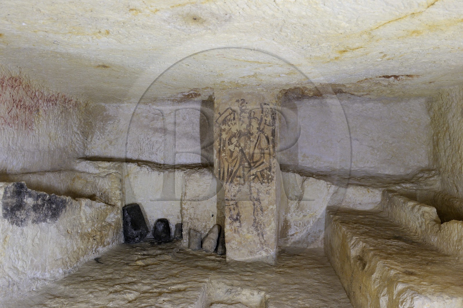 Italie, Latium, province de Viterbe, Tarquinia, nécropole antique étrusque de Monterozzi (Necropoli dei Monterozzi) classée Patrimoine Mondial de l'UNESCO, Tombe 5636