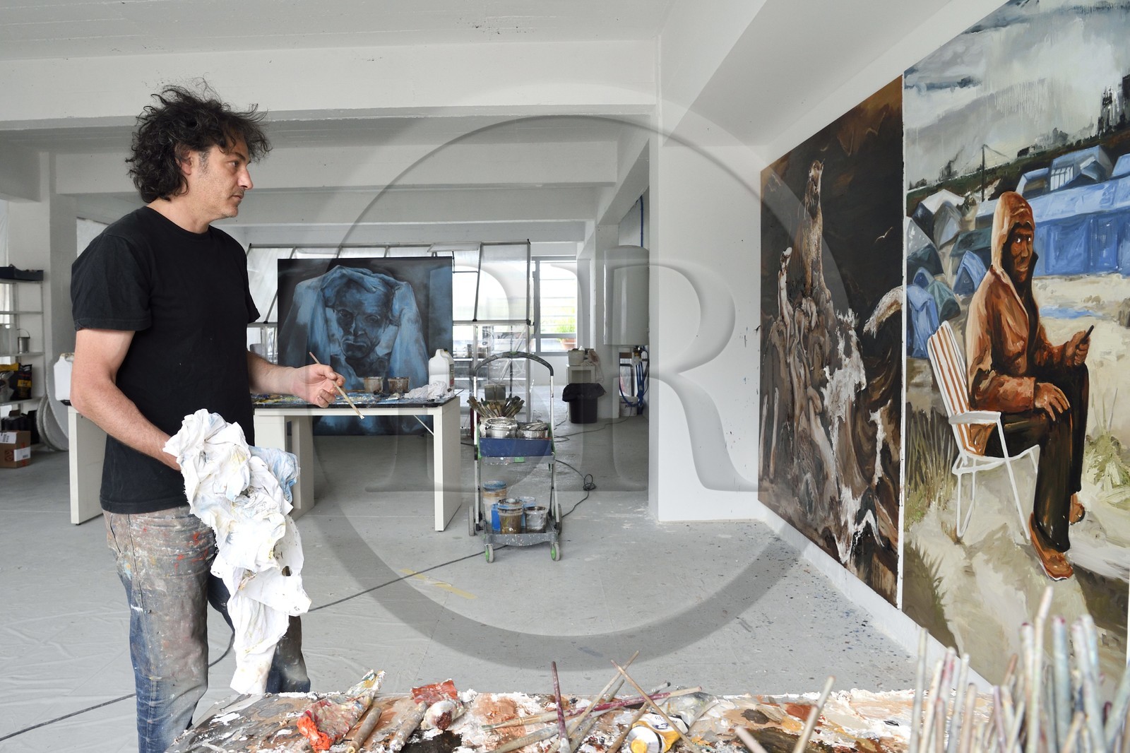 France, Val-de-Marne, Yvry-sur-Seine, Workshop of Fred Kleinberg, work for the exhibition Odyssée (Odyssey)