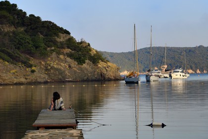 France, Var (83), Iles d'Hyères, Parc national de Port Cros, Ile de Port-Cros, la rade de Port-Cros au petit matin