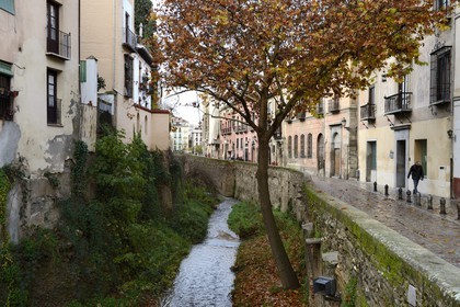 Spain, Andalusia, Granada, Albaicin District listed as World Heritage by UNESCO, the Darro river
