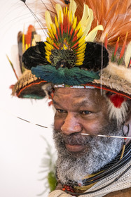 France, Paris, UNESCO Headquarters, Papuan Chief Mundiya Kepanga