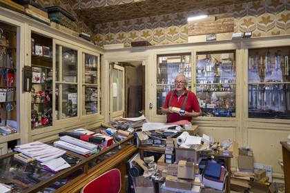 France, Cote d'Or, Dijon, area listed as World Heritage by UNESCO, Place Bossuet, the Coutellerie de Langres, a hardware store and more, timeless and established in the birthplace of the French writer Bossuet, it is run by the scholar Michel Pernod