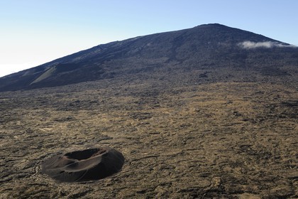 France, Reunion island (French overseas department), Piton de la Fournaise volcano, listed as World Heritage by UNESCO, Formica Leo crater in the foreground and Dolomieu crater inside the Enclos