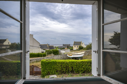 France, Finistère, Iroise Sea, Molene Island, most of the houses in the village have a garden