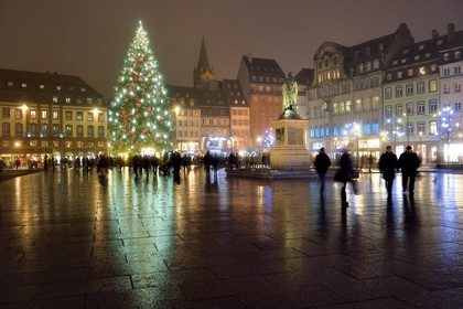 France, Bas Rhin, Strasbourg, old town listed as World Heritage by UNESCO, the big christmas tree on Place Kleber