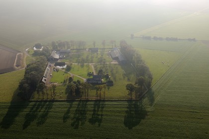 France, Seine-Maritime, , Clos masure, a typical farm of Normandy (aerial view)