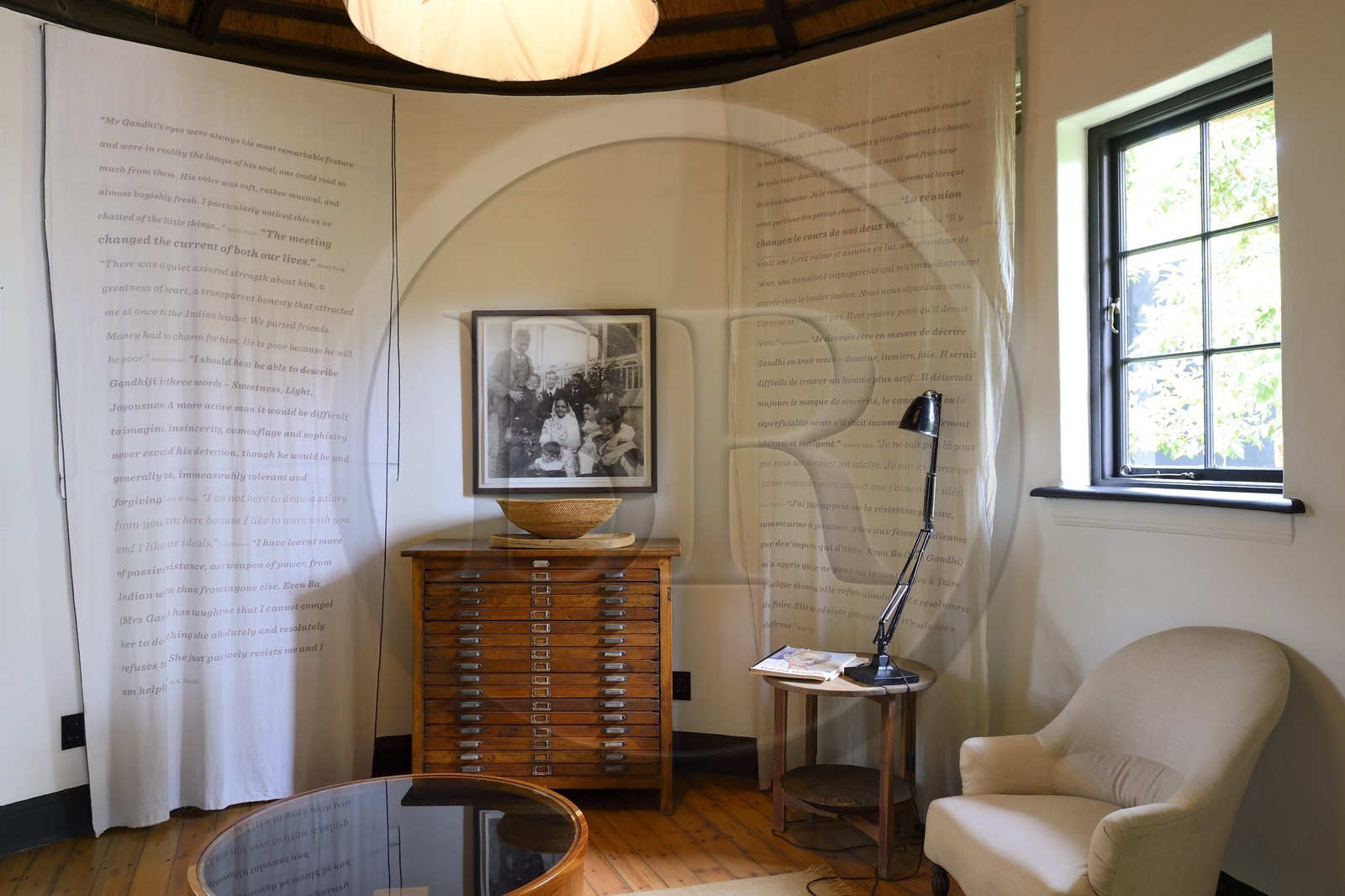 Afrique du Sud, province de Gauteng, Johannesburg, quartier résidentiel d’Orchards, Satyagraha House, hotel et musée situé dans la maison qui a hébergé Mohandas Gandhi de 1908 à 1909, construite en 1907 par son compagnon de route l’architecte allemand Hermann Kallenbach, la chambre de Kallenbach