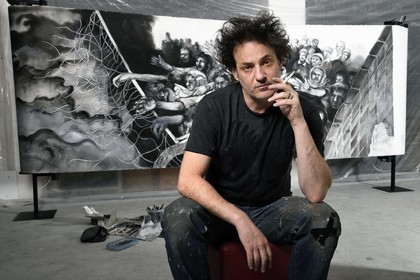 France, Val-de-Marne (94), Yvry-sur-Seine, Atelier de Fred Kleinberg, travail pour l'exposition Odyssée