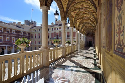 Principality of Monaco, Monaco, the Rock, the royal palace, Hercules gallery in the Court of Honour