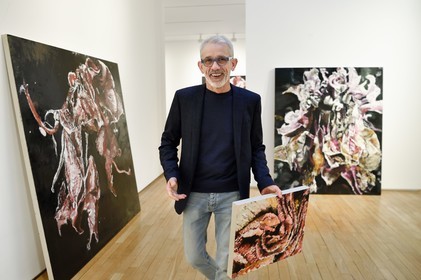 France, Paris, the painter Philippe Cognée preparing his exhibition at the Templon gallery