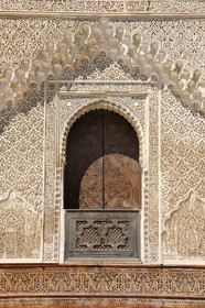.Morocco, Middle Atlas, Fez, Imperial City, Fez El Bali, medina listed as World Heritage by UNESCO, Bouananiya (or Bou Inania) Merdersa, fine-cut facade