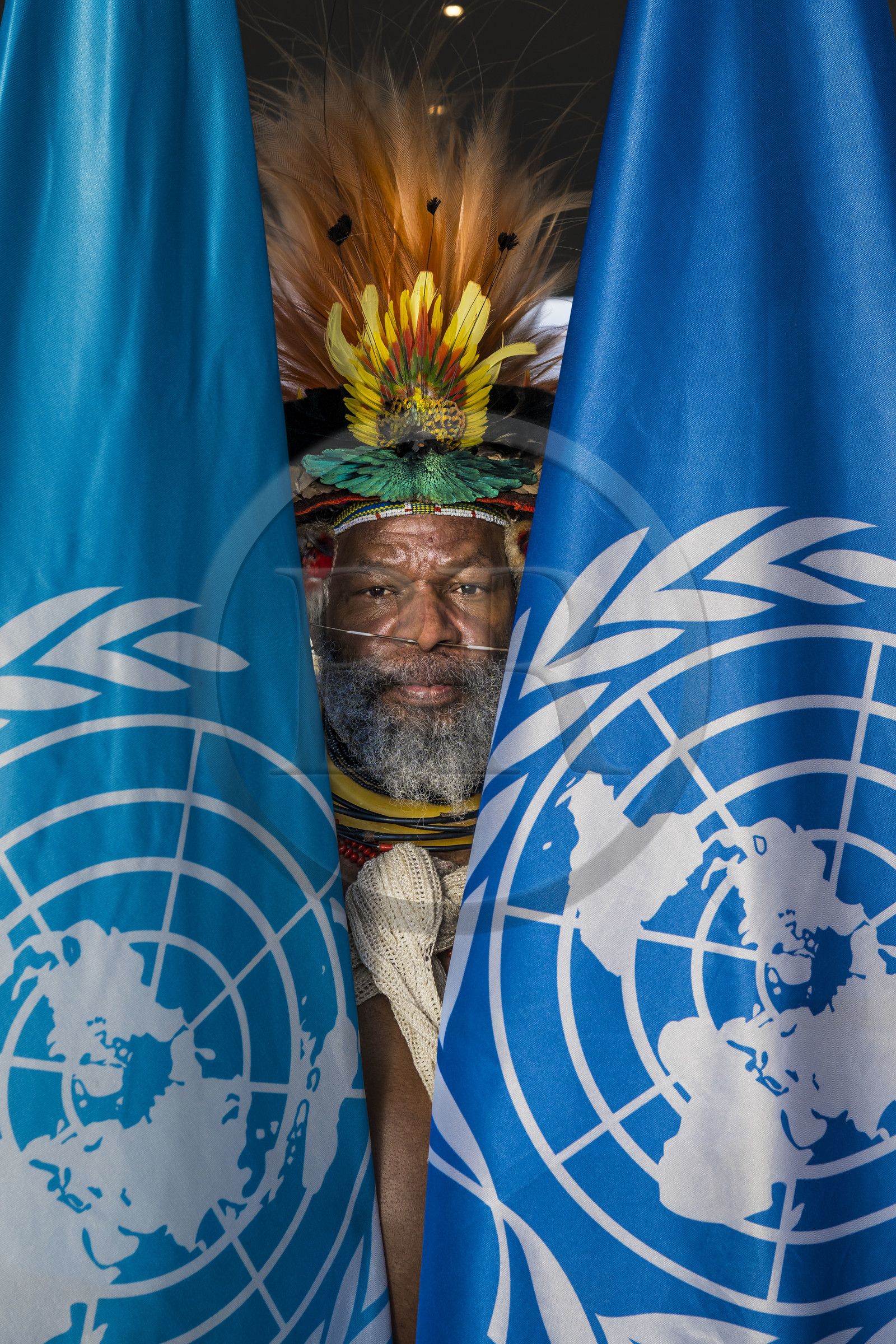 France, Paris (75), siège de l'UNESCO, conférence à l'Université de la Terre du 25 novembre 2022, le chef Papou Mundiya Kepanga