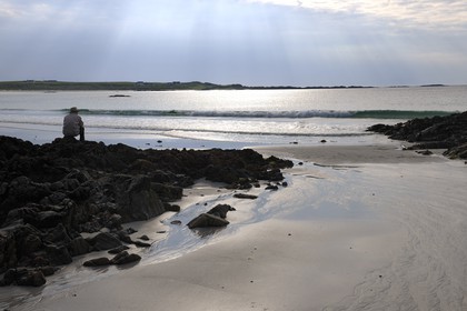 Royaume-Uni, Ecosse, Hébrides intérieures, Ile de Tiree, plage de la baie de Balephetrish