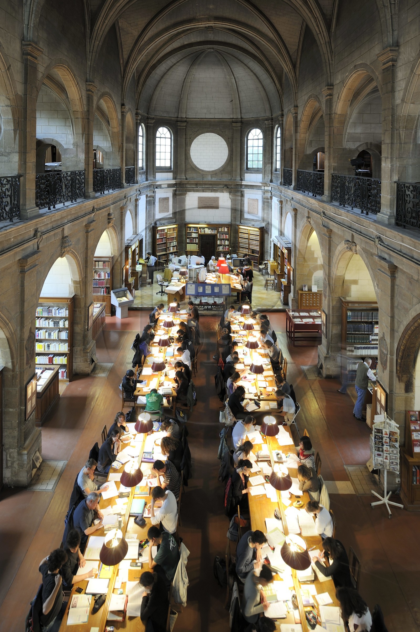 France, Côte d'Or (21), Dijon, Bibliothèque municipale, la salle de lecture dans l'ancienne chapelle du Collège des Godrans
