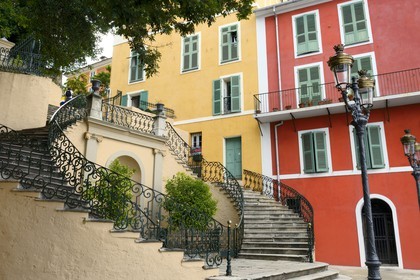 France, Haute Corse, Bastia, Romieu double staircase that leads from the garden revolution Romieu the old port